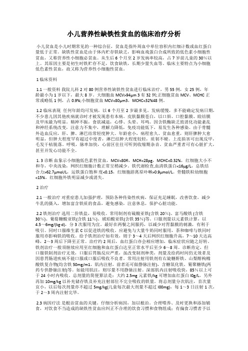 小儿营养性缺铁性贫血的临床治疗分析