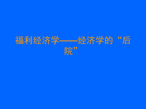 福利经济学基础理论讲义