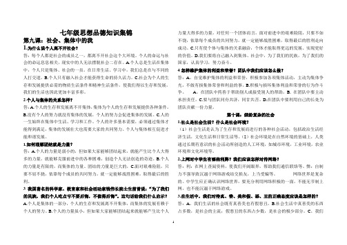 陕教版七年级思想品德下册知识点