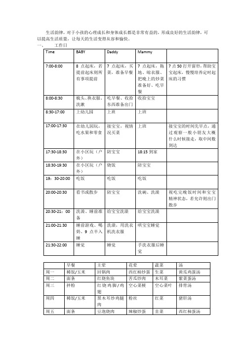幼儿园生活作息时间表