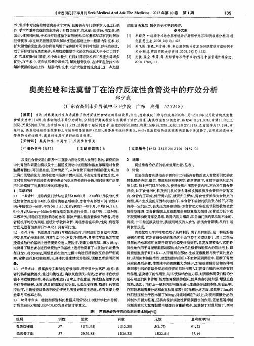 奥美拉唑和法莫替丁在治疗反流性食管炎中的疗效分析