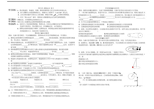 人教版 高一物理 必修二 第五章 曲线运动 章末复习导学案设计(无答案)