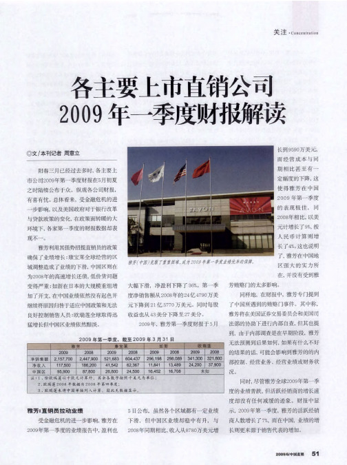 各主要上市直销公司2009年—季度财报解读