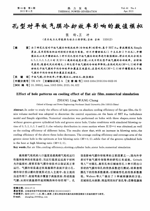 孔型对平板气膜冷却效率影响的数值模拟