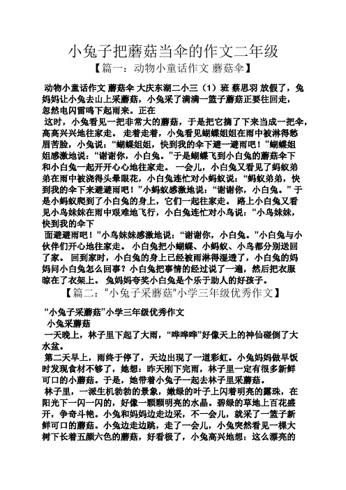 二年级作文之小兔子把蘑菇当伞的作文二年级