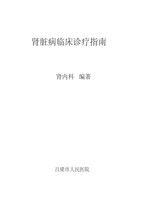 肾内科临床诊疗指南
