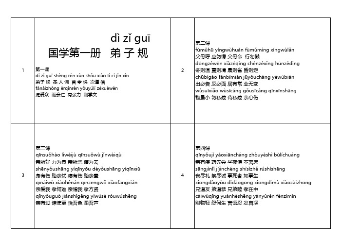 国学-弟子规(小学一年级 带拼音)