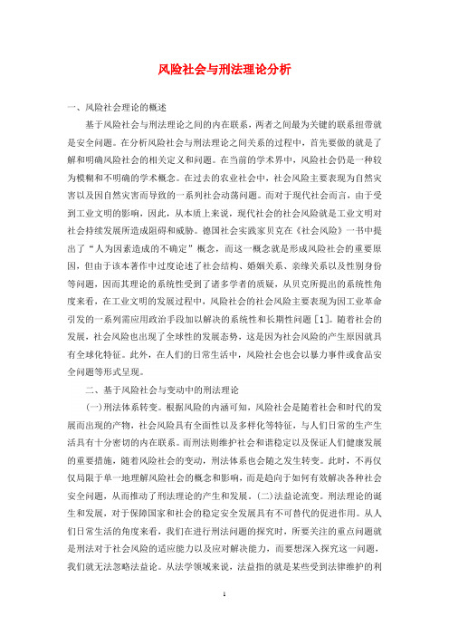 风险社会与刑法理论分析