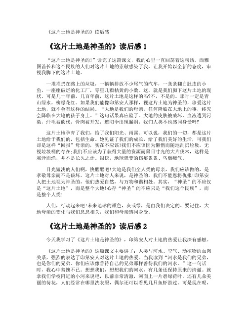 《这片土地是神圣的》读后感