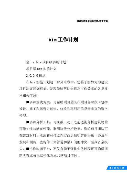 bim工作计划