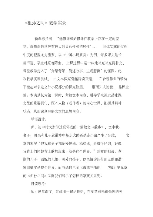 《祖孙之间》教学实录-精品文档