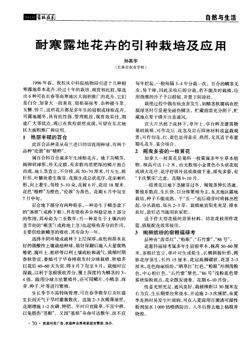 耐寒露地花卉的引种栽培及应用