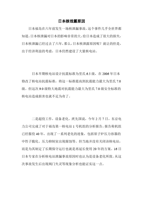 日本核泄露原因