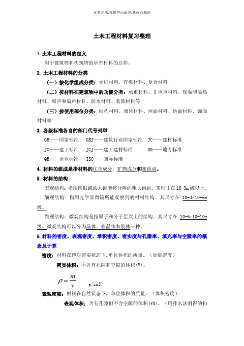土木工程材料知识点整理