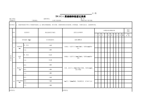 D6.10.2-1浆砌砌体检查记录表