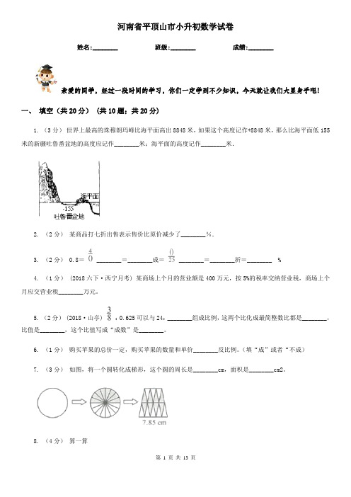 河南省平顶山市小升初数学试卷
