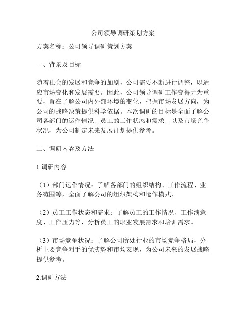 公司领导调研策划方案