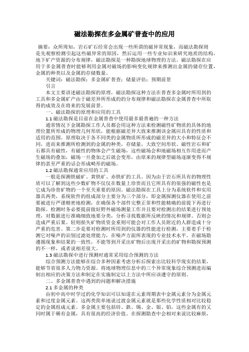磁法勘探在多金属矿普查中的应用