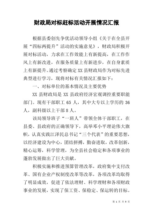 财政局对标赶标活动开展情况汇报