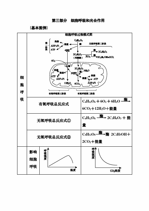 2021年高考生物考前回归教材(基础图例+关键语句+核心考点)：第三部分  细胞呼吸和光合作用