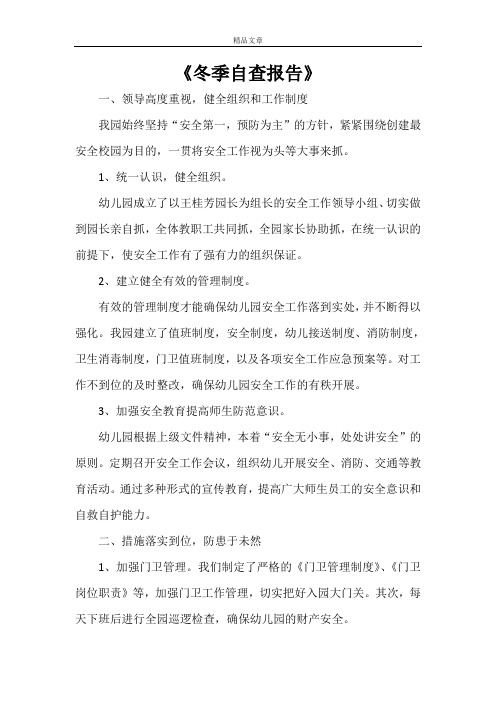《冬季自查报告》