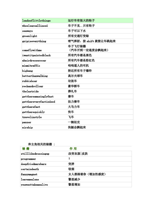 侠盗飞车罪恶都市完全秘籍带水上飞机