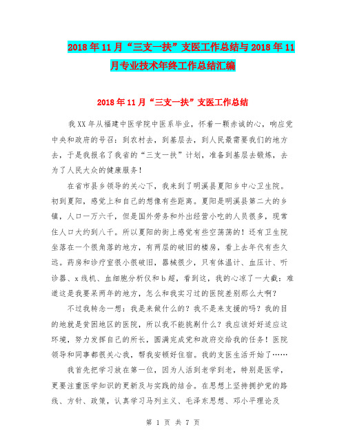 2018年11月“三支一扶”支医工作总结与2018年11月专业技术年终工作总结汇编.doc