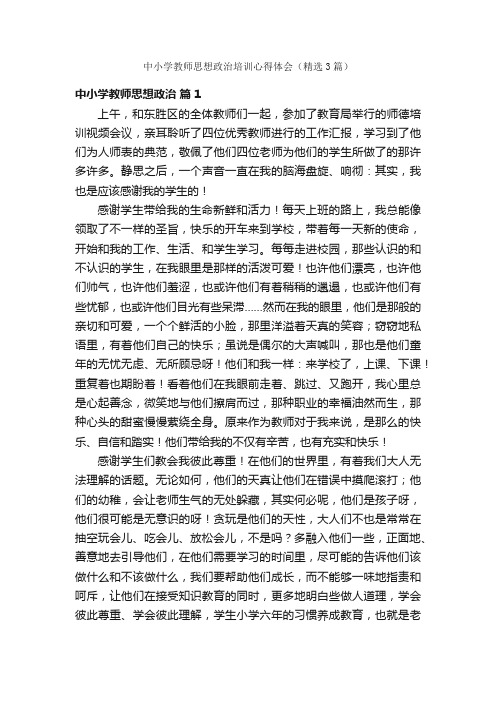 中小学教师思想政治培训心得体会（精选3篇）