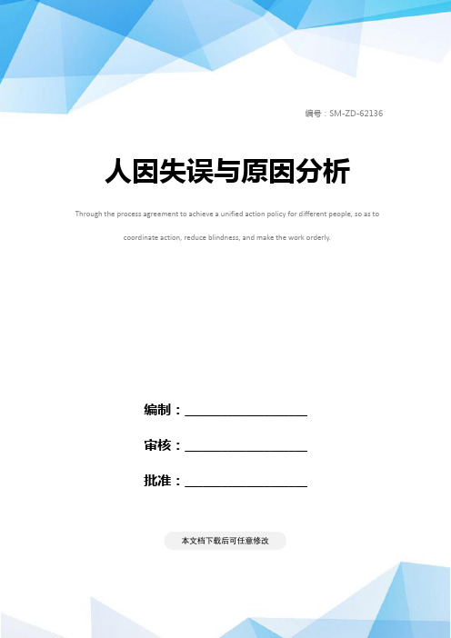 人因失误与原因分析