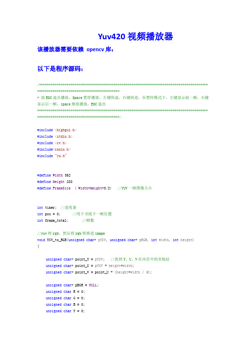 yuv420视频播放器 opencv