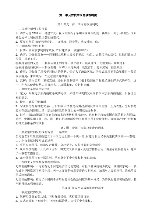 高中历史必修1_2_3总复习_知识点_提纲