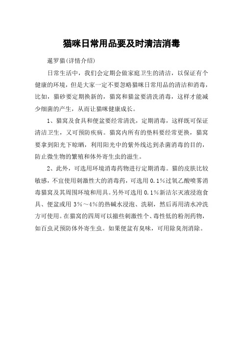 猫咪日常用品要及时清洁消毒