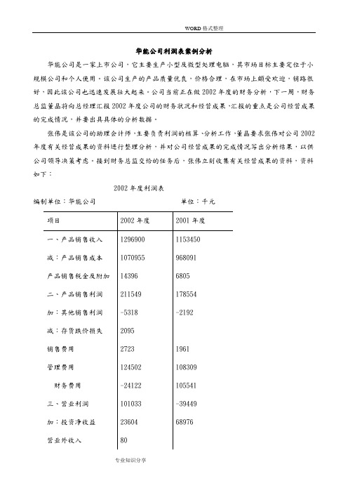 案例_华能公司利润表项目分析