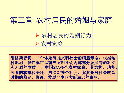 农村社会学-第三章 农村居民的婚姻与家庭
