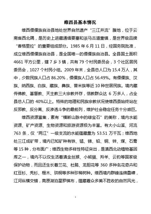 维西县基本情况