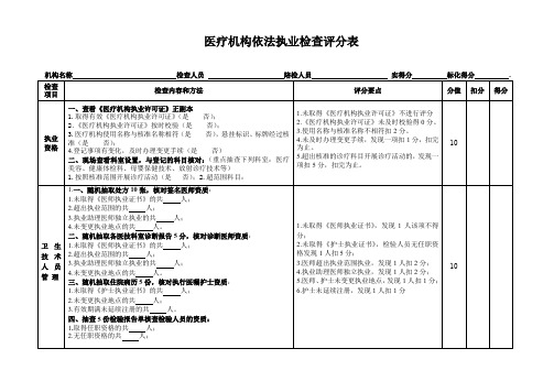 依法执业检查评分表