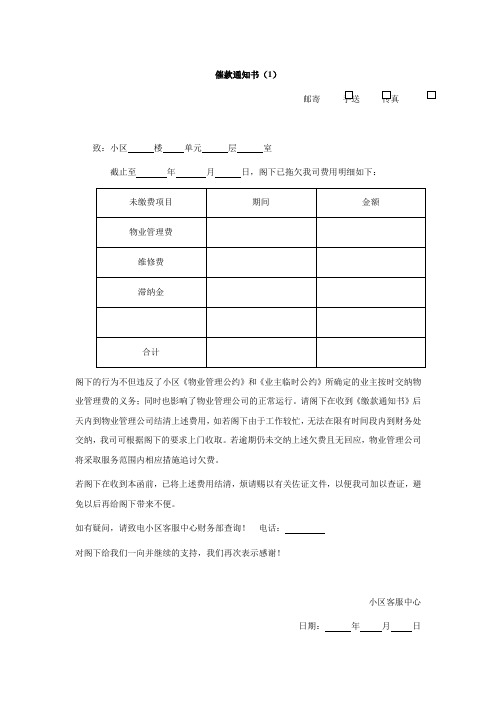 物业常用表格物业公司常用的个表格