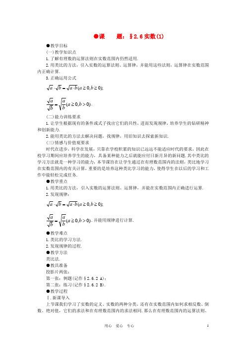 八年级数学上册 2.6实数(2课时)培优教案系列 北北师大版【教案】