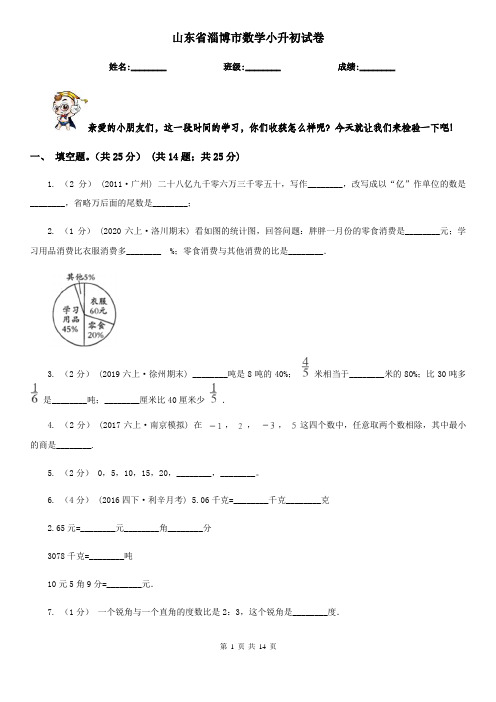 山东省淄博市数学小升初试卷