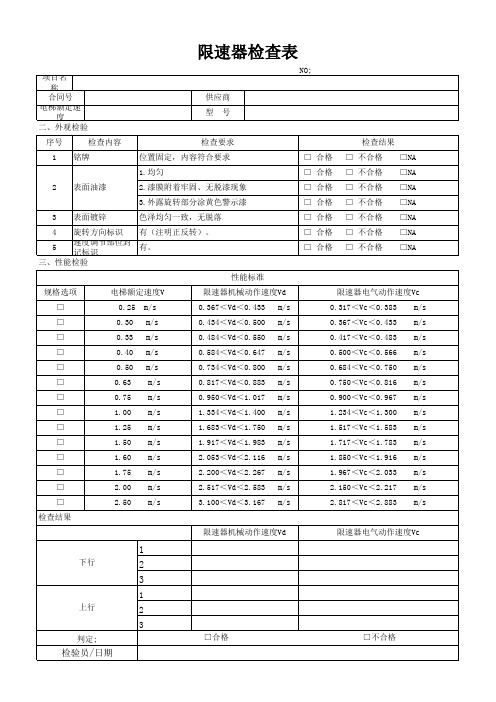限速器检查表