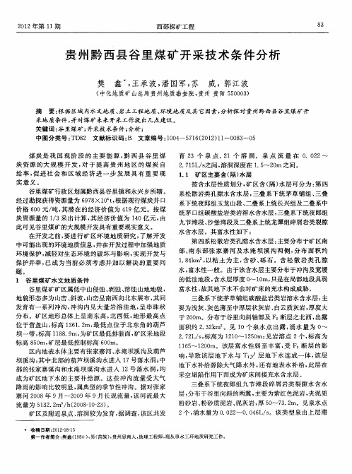 贵州黔西县谷里煤矿开采技术条件分析