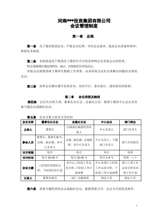 集团公司会议管理制度