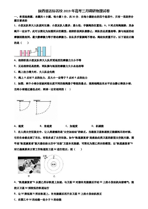 陕西省达标名校2019年高考三月调研物理试卷含解析