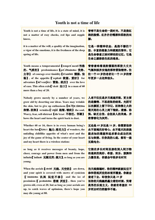 美丽散文朗读_Youth_is_not_a_time_of_life
