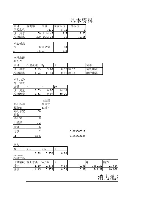 水闸计算表表