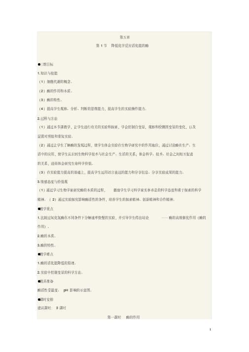 人教版生物必修一第五章教案