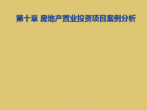 第十章房地产置业投资项目案例分析《房地产投资分析》PPT课件