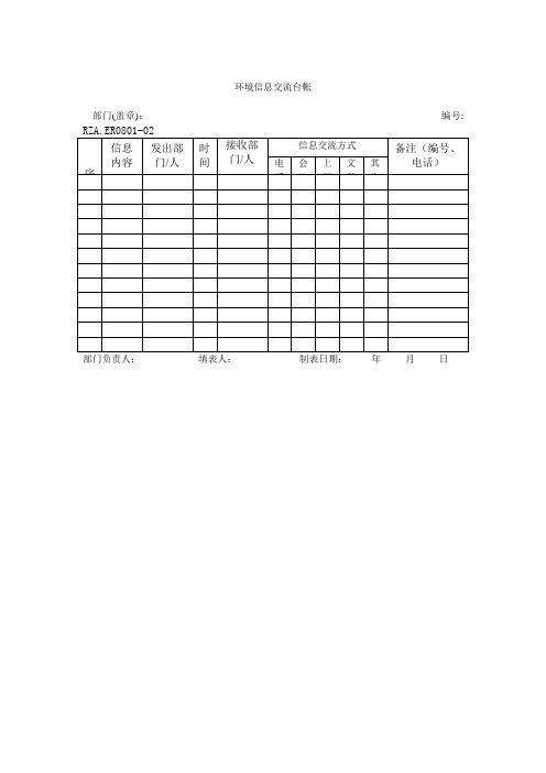 环境信息交流台帐(表格模板、doc格式)