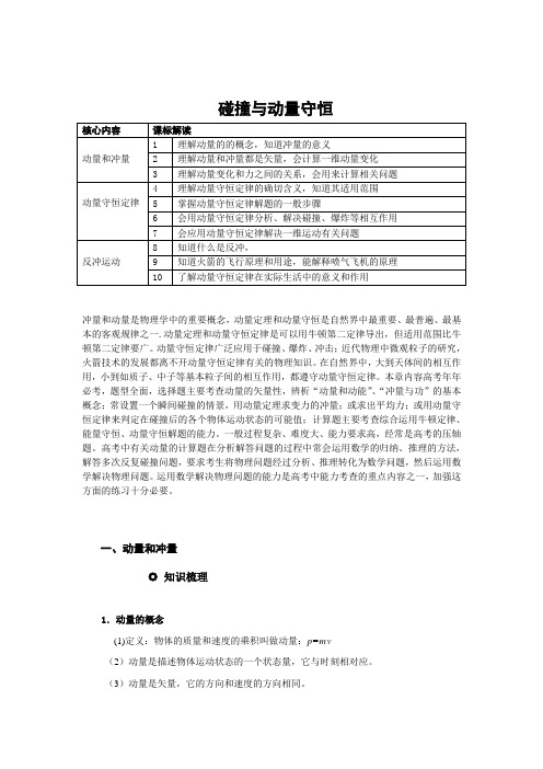 (完整)物理选修3-5(碰撞与动量守恒)知识点与习题,推荐文档