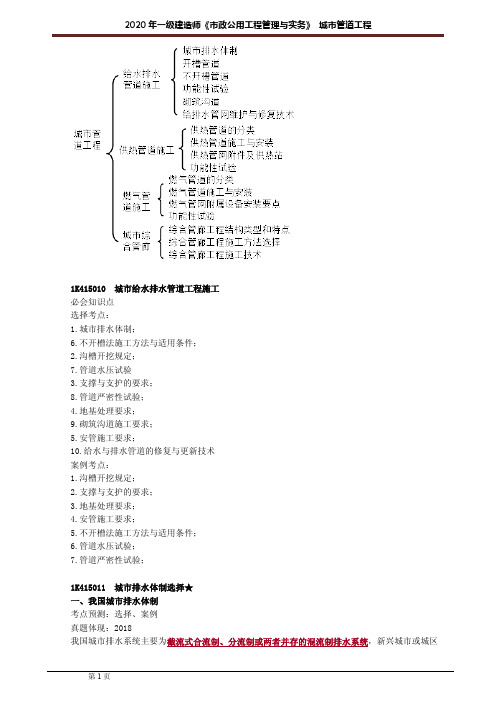 一建【市政】讲义：城市管道工程1051